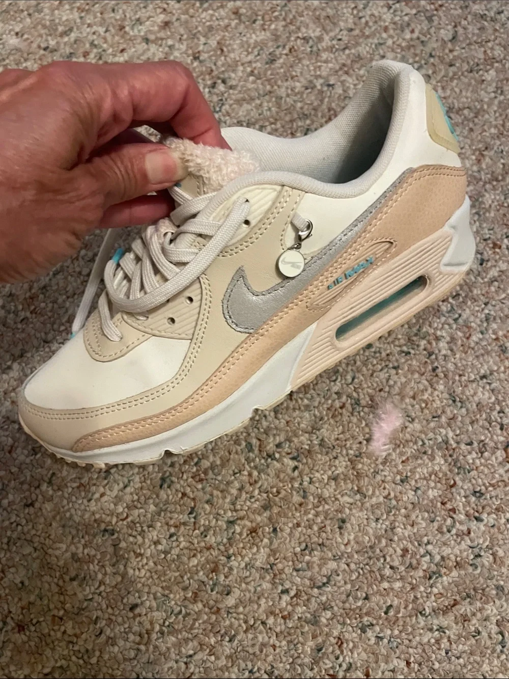 Nike Women's Sneakers in Cream, Tan & Teal Accent